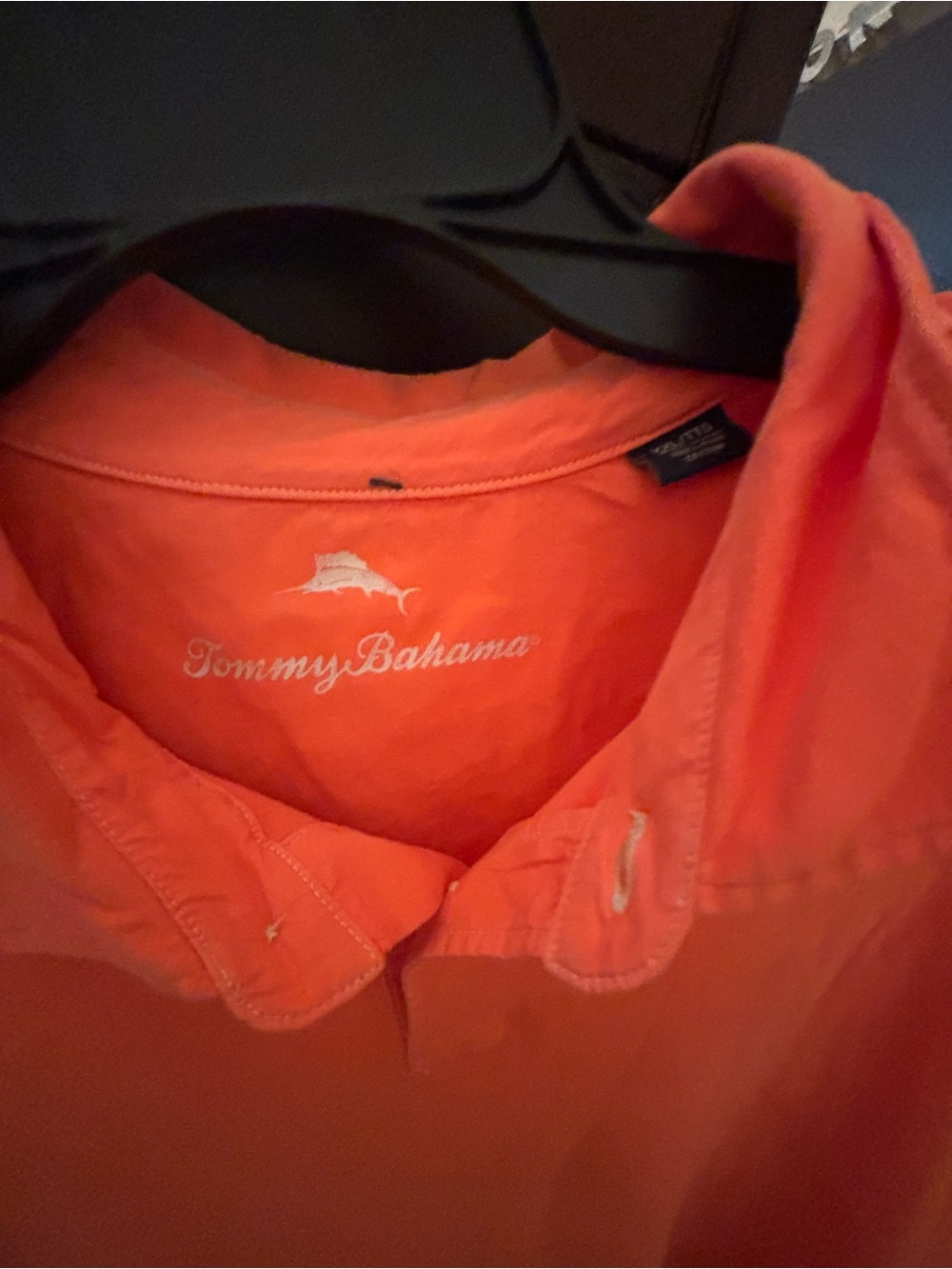 Tommy Bahama Men’s Coral-Orange Casual Button-Up Shirt